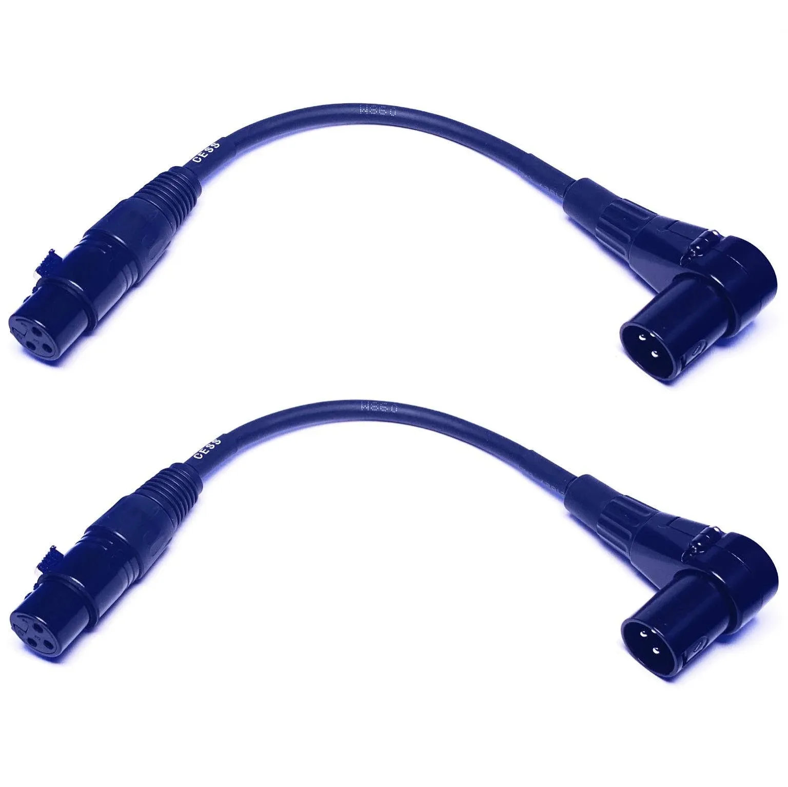 Cess-043 Xlr Right-Angle Male To Straight Female Microphone Extension Cable, 2 Pack | Reverb