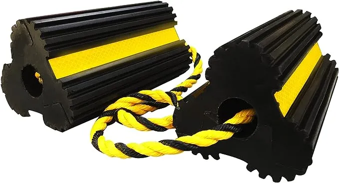 Heavy Duty Wheel Chocks,Rubber Wheel Block Non-Slip Base Yellow Reflective Tape