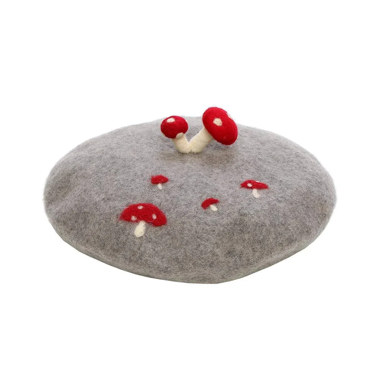 Zasy Wool Beret hat Handmade Felt Cartoons Beanies 7 1/8-7 3/8, Mushroom 