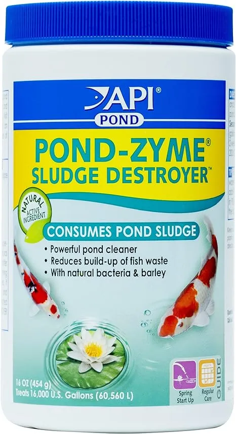 API POND-ZYME SLUDGE DESTROYER Pond Cleaner With Natural Pond Bacteria And Barley, 1-Pound Container