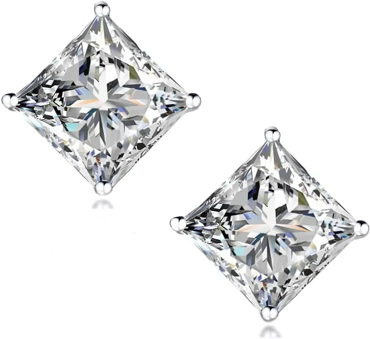 Raneecoco Stunning Flame Princess Cut Cubic Zirconia Stud Earrings