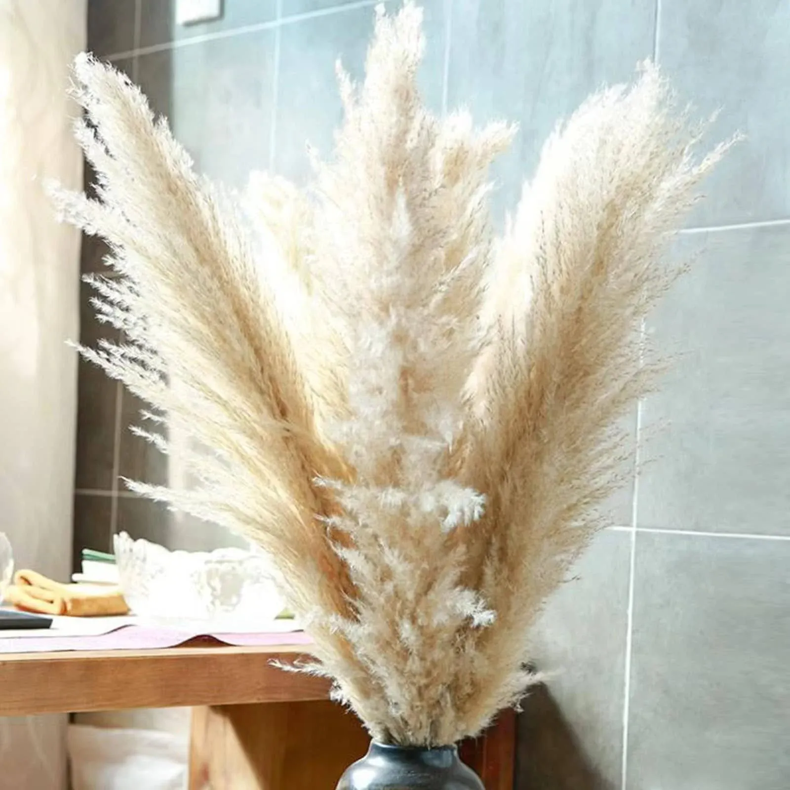 48&#034; (4 FT) Length Pampas Grass 3 Stems - Tall Large Natural Dried Pampas for Flo