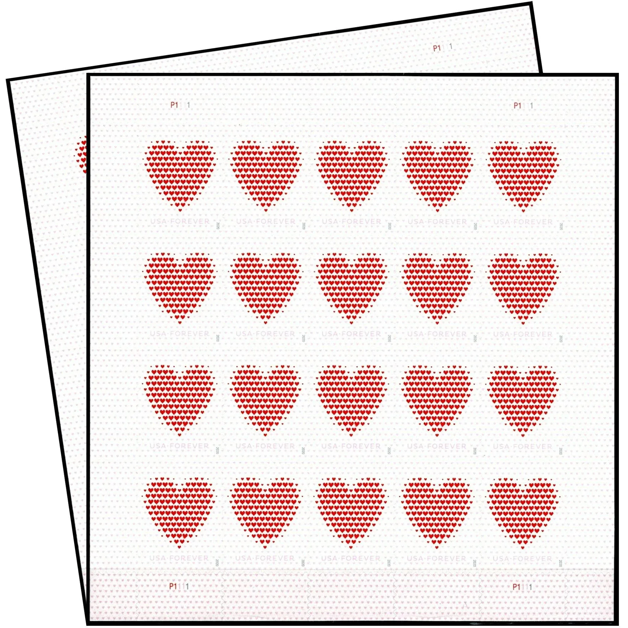 Made of Hearts USPS Forever Postage Stamp 5 Sheets of 20 US First Class Postal Wedding Valentines Wedding Announcement Romance Party Love Celebration (100 Stamps)