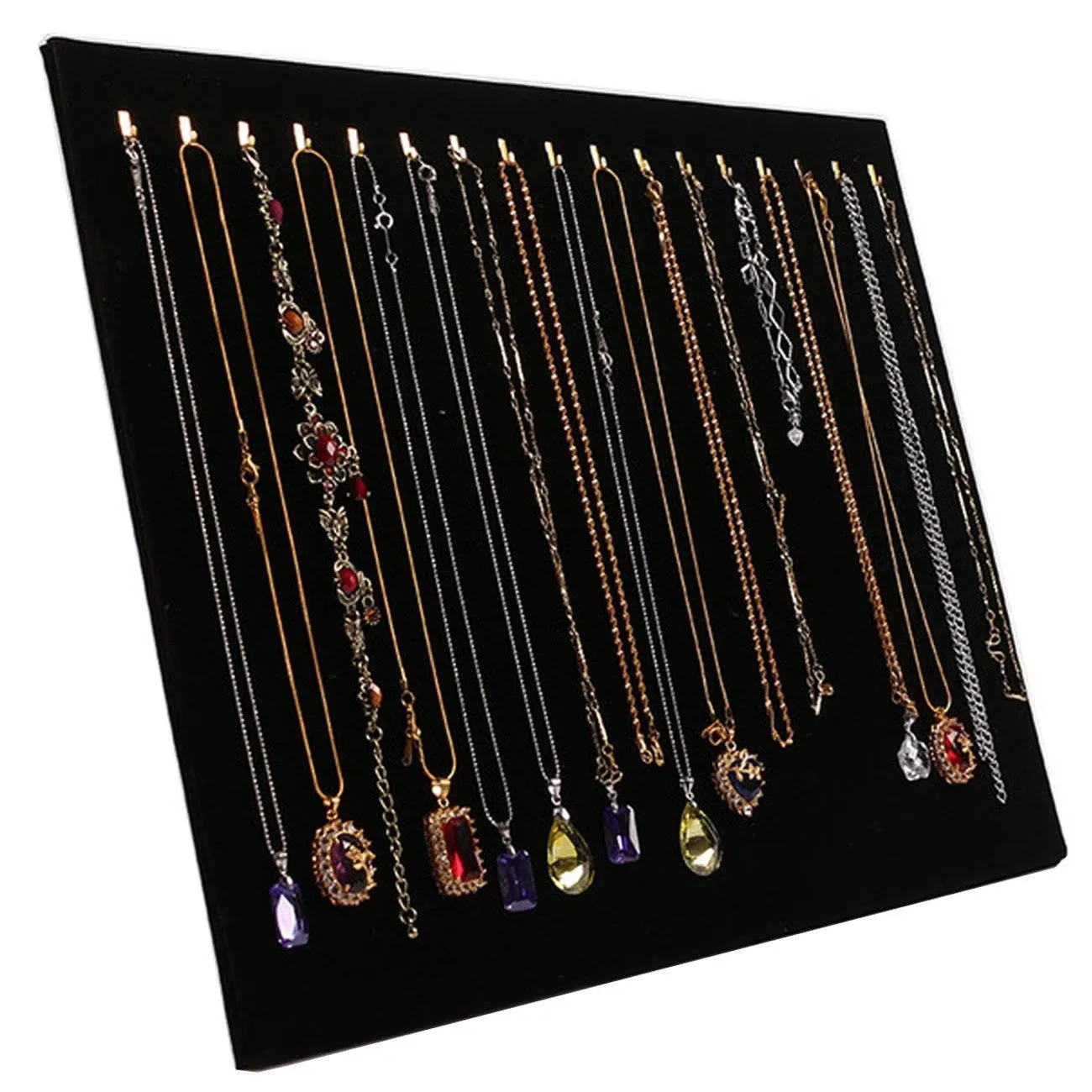 Tinsow 14.7"x12" 17 Hook Necklace Jewelry Tray/Display Organizer/Pad/Showcase/Display Case