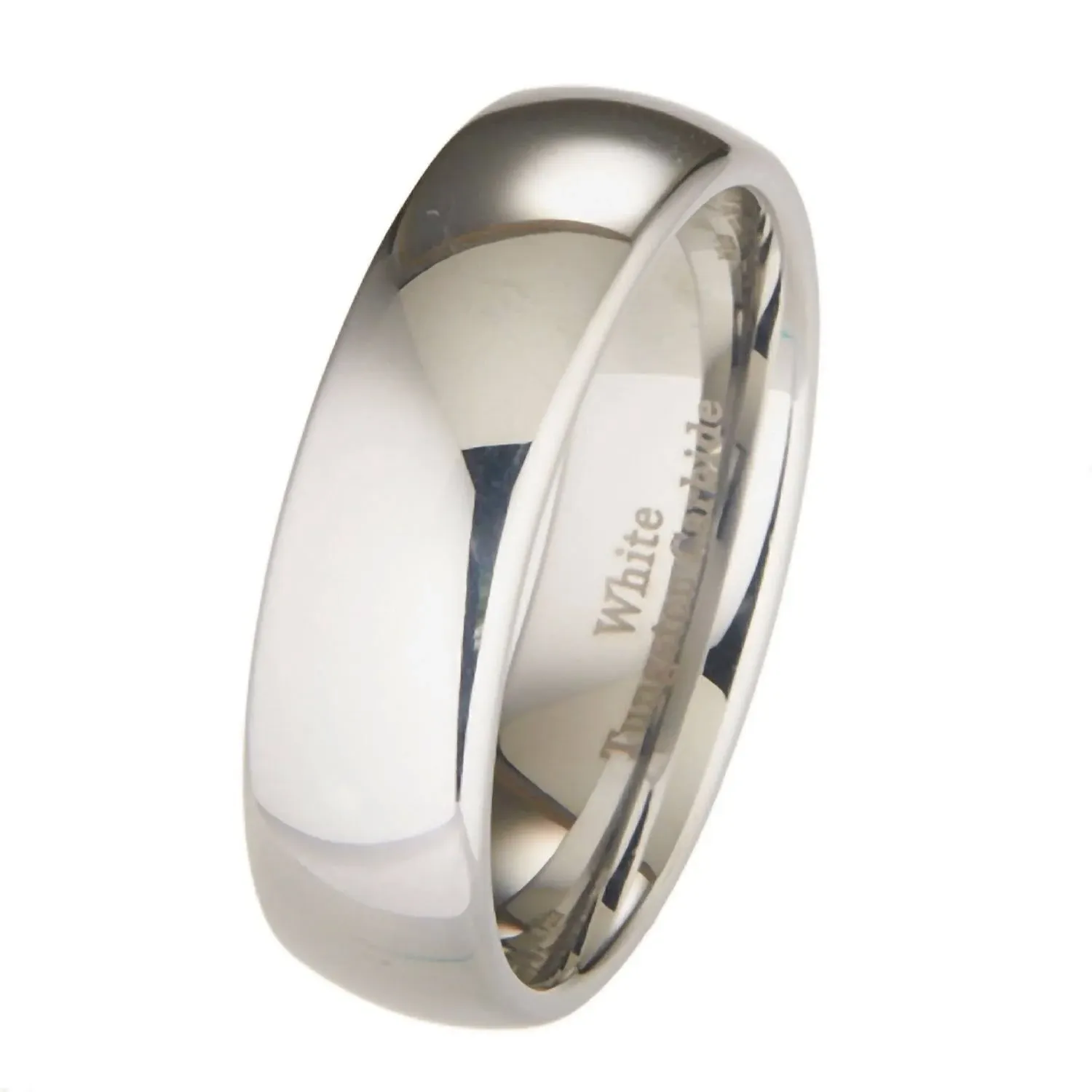 Mj Metals Jewelry 7mm White Tungsten Carbide Polished Classic Wedding Ring Band