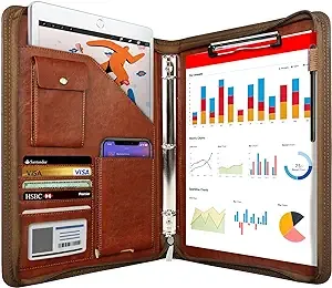 WRIYES Leather Zippered Portfolio Organizer