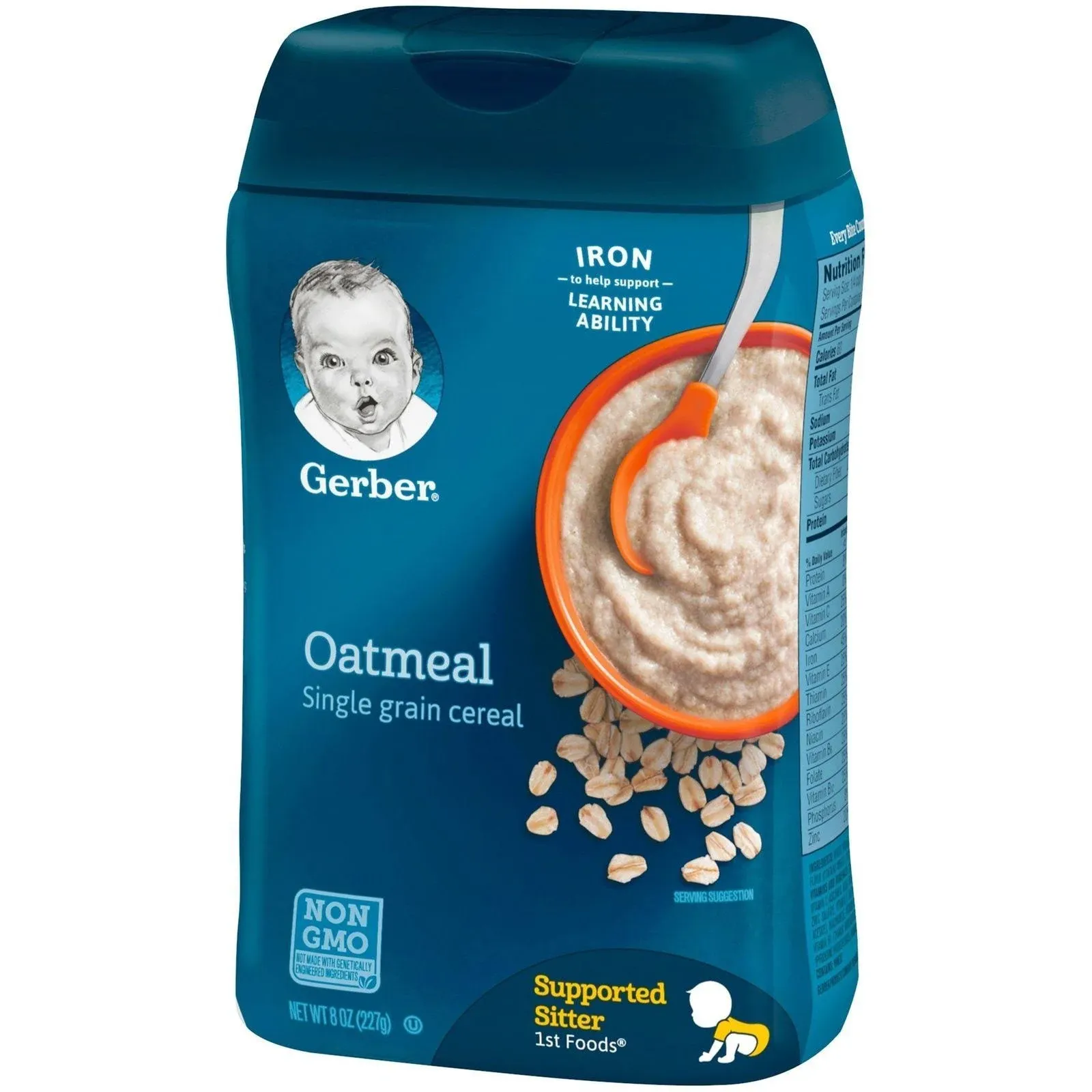 Gerber Baby Cereal, Single Grain Oatmeal - 8 oz canister