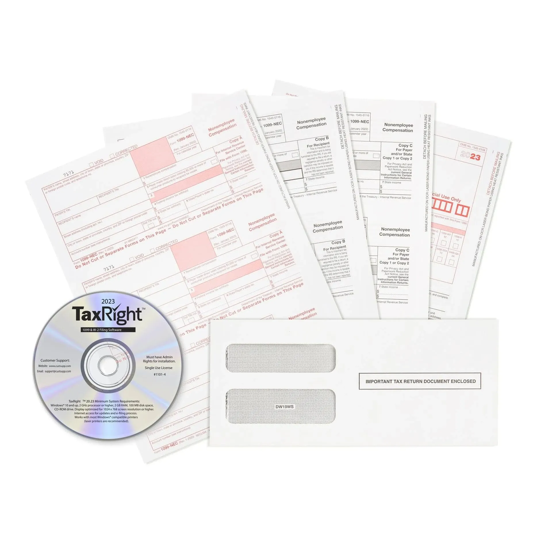 Blue Summit Supplies 1099-NEC 4 Part Tax Form Bundle 2022 with TaxRight CD-ROM ...