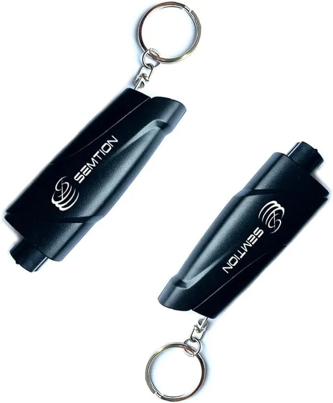 SEMTION Glass Breaker Seat Belt Cutter Keychain Car Window Breaker Emergency Escape Tool, Pack of 2 (Black-Black)