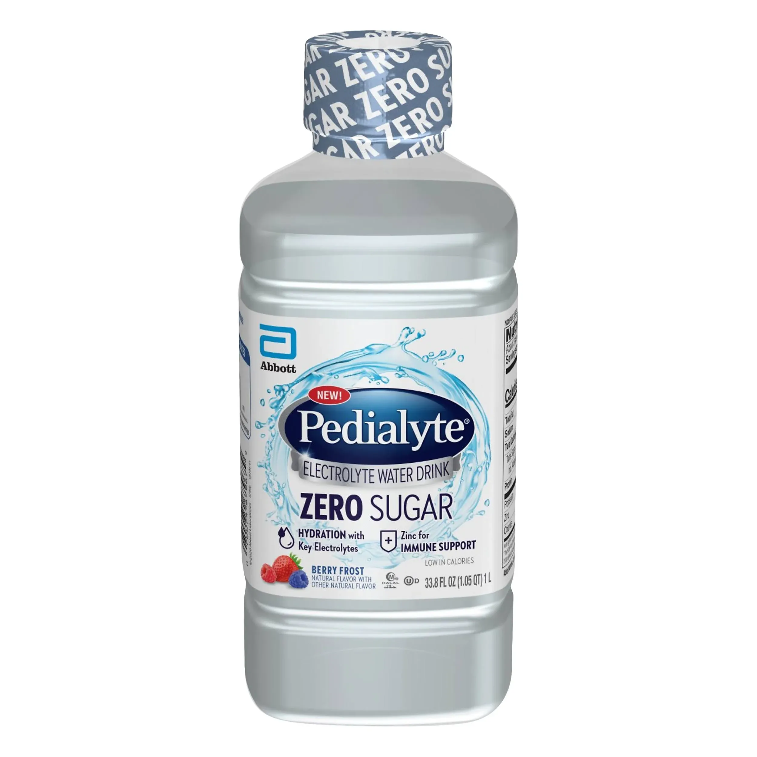 Pedialyte Electrolyte Water with Zero Sugar, Hydration with 3 Key Electrolytes & Zinc for Immune Support, Berry Frost, 1 Liter