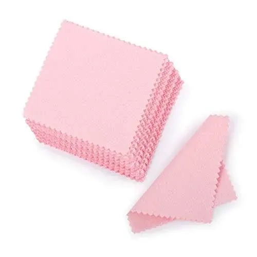 SEVENWELL 50pcs Jewelry Cleaning Cloth Pink Polishing Cloth for Sterling Silver ...