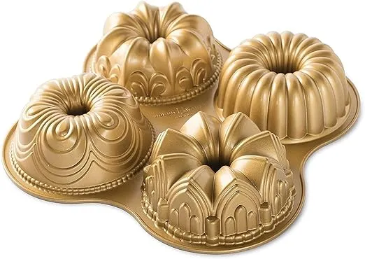 Nordic Ware 91377 Nordicware 9 Cup Bundt Quartet Pan, Gold