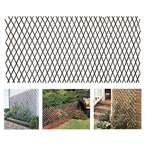 LANDGARDEN Expandable Garden Trellis Plant Support Willow Lattice Fence Panel for Climbing Plants Vine Ivy Rose Cucumbers Clematis 36x92 in