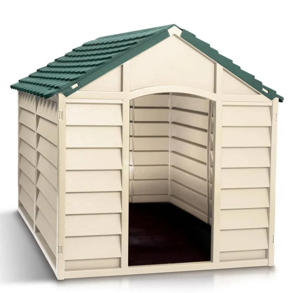 Starplast Small Dog Kennel: 1 Outdoor Plastic Pet House, Weather & Water Resistant, Easy to Assemble, 27.9 x 27.9 x 26.8 Inches, 2 Color Options 10-701