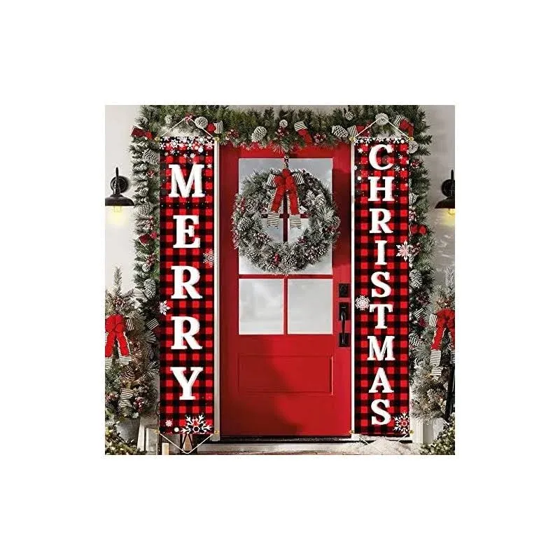 Ivenf Christmas Decorations Outdoor Yard Front Porch Sign Set, Red Black Buffalo