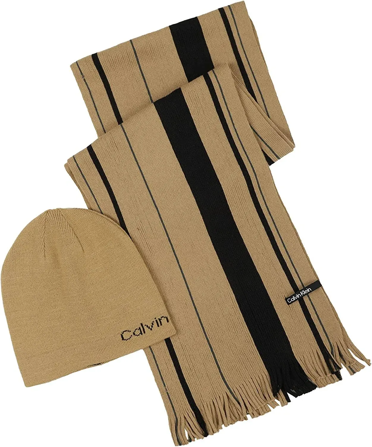 Calvin Klein mens Reversible Beanie and Raschel Scarf Set