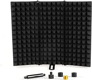 Studio Recording Microphone Isolation Shield,  3 Foldable Absorbing Foam  