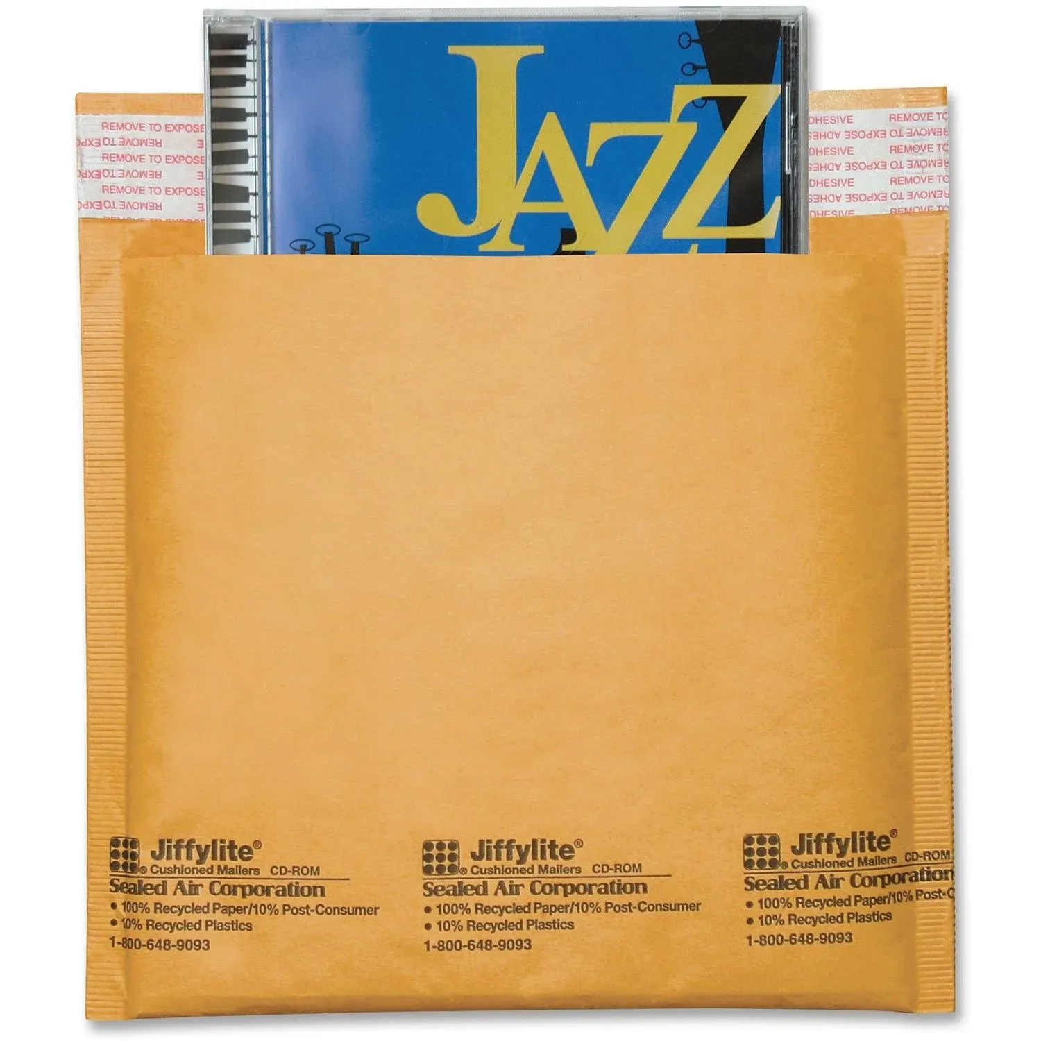 Sealed Air Jiffylite Sealed Air Cd Mailer - Cd/dvd - 7.25" X 8" - Peel & Seal - Kraft - 25/carton - Satin Gold (SEL44169)