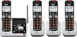 AT&T BL102-2 DECT 6.0 2-Handset Cordless Phone for Home with Answering Machine, Call Blocking, Caller ID Announcer, Audio Assist, Intercom, and Unsurpassed Range, Silver/Black