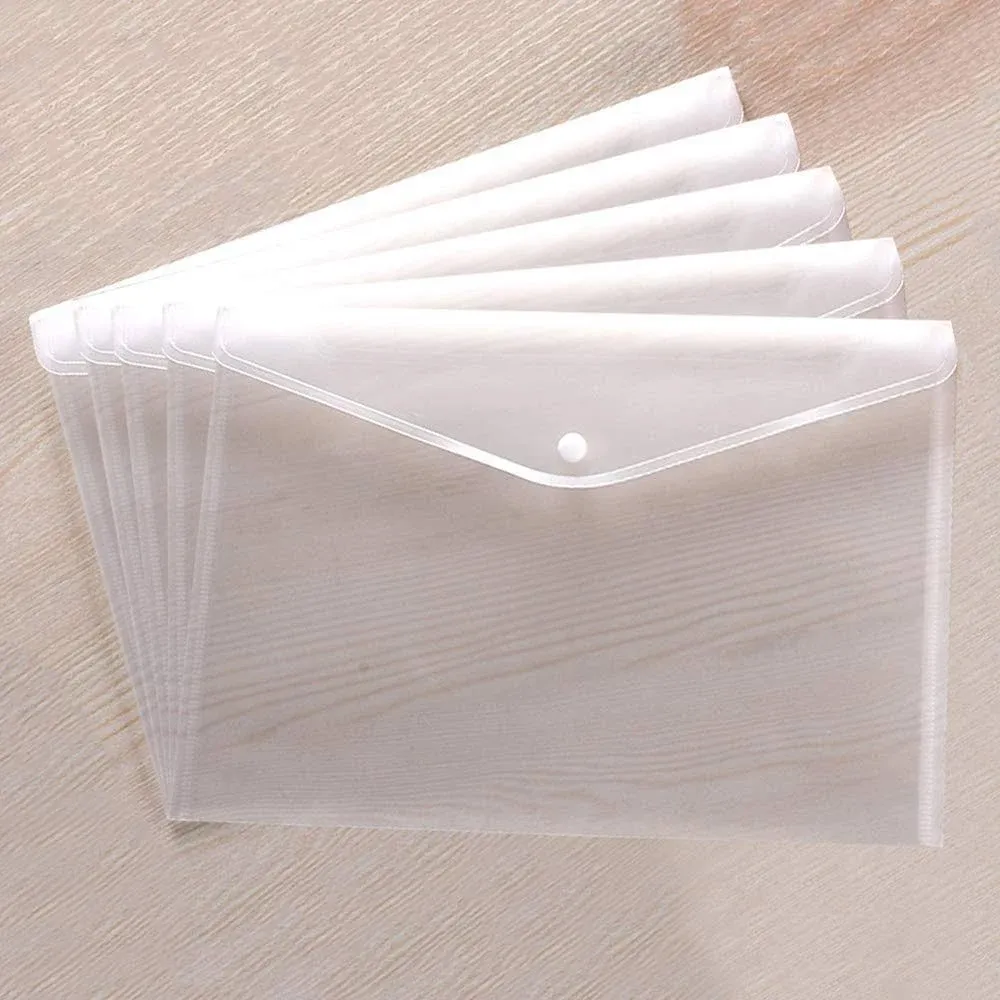 Clear Document Folders Transparent Filing Envelopes Waterproof Plastic 