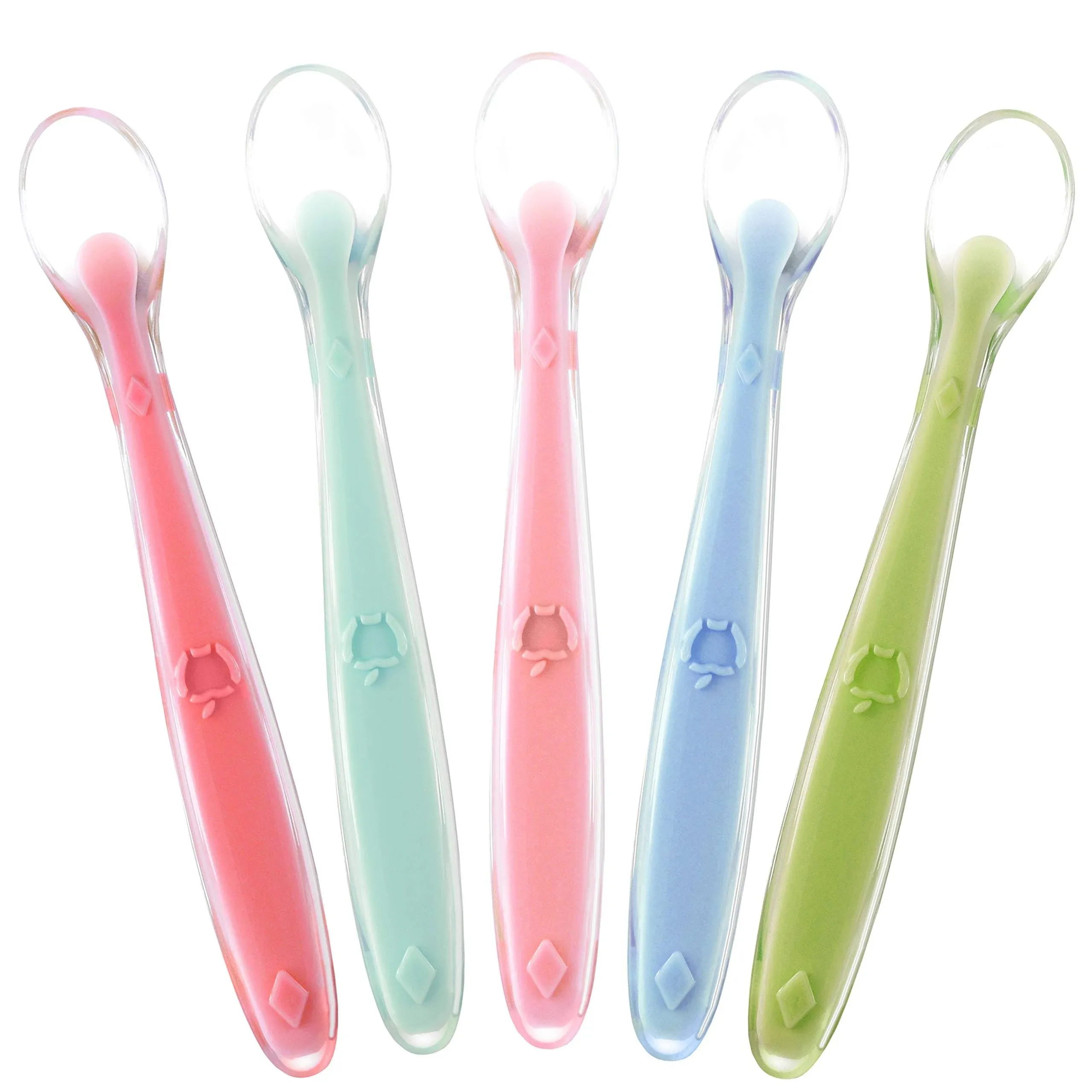 Best First Stage Baby Infant Spoons BPA Free, 5-Pack, Soft Silicone Baby Spoons