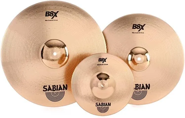 Sabian B8X 16 18 Inches Crash Cymbal Pack with Free 10 Inches Splash