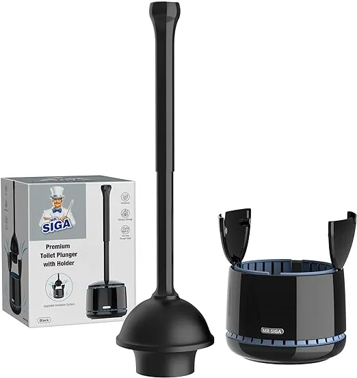 MR.SIGA Heavy Duty Toilet Plunger with Holder