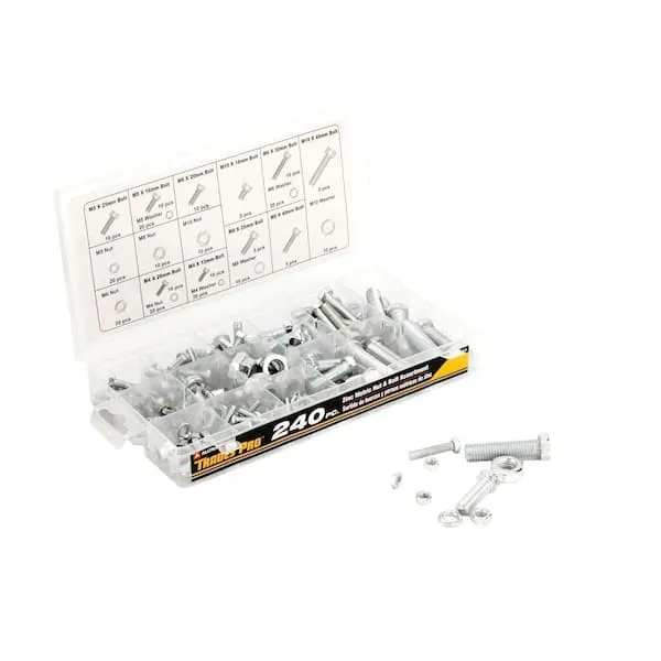 Tradespro Zinc Metric Nut and Bolt Assortment 240-Piece