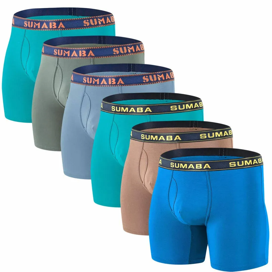 SUMABA Men&#039;s Underwear Moisture Wicking Bamboo Comfort Boxer Briefs M L XL 2XL 3