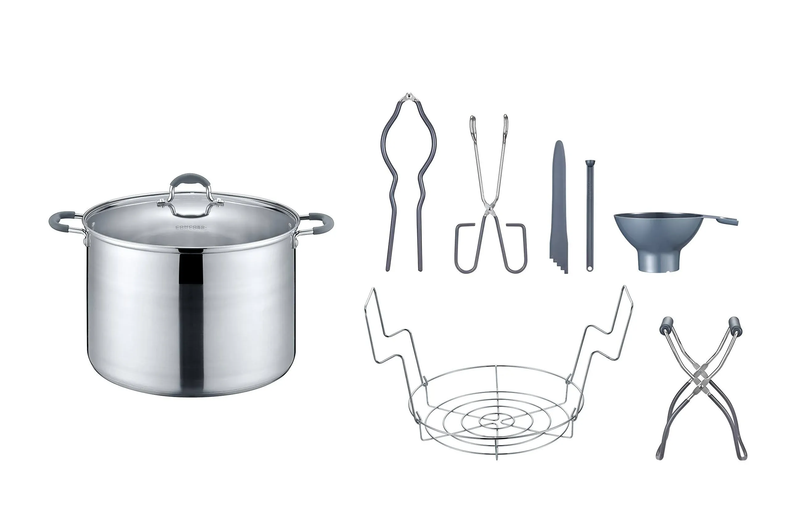 Concord 20 Quart Stainless Steel Canning Pot Set. Includes Canning Rack, Tongs ...