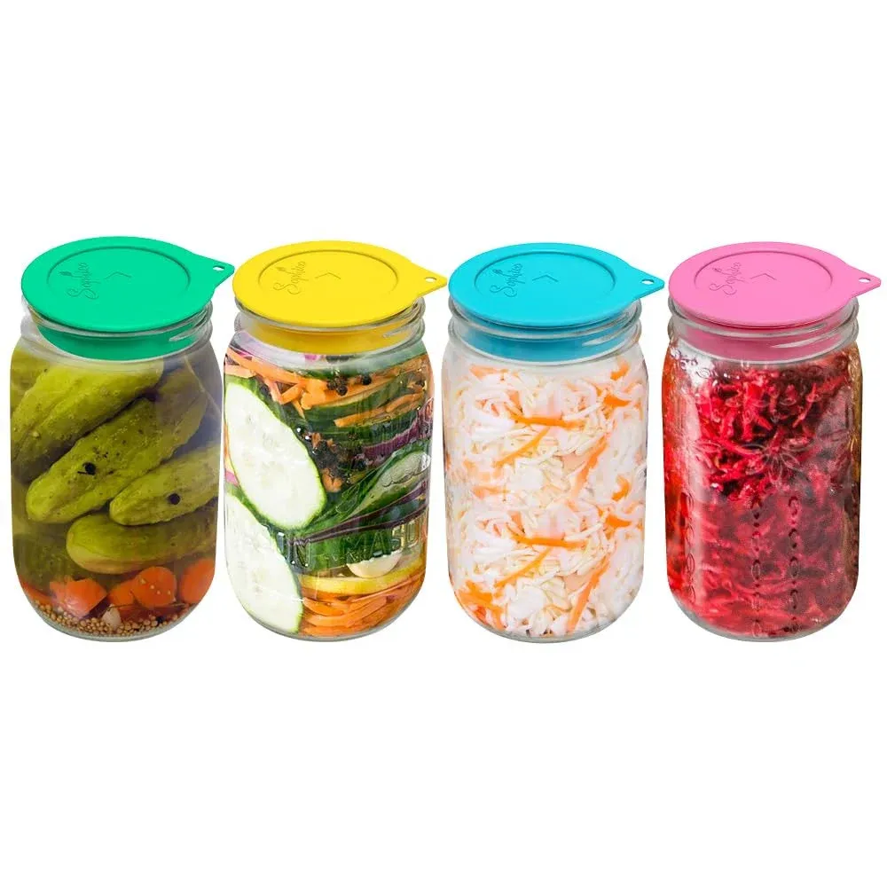 Silicone Fermenting Lids, Waterless Airlock Fermentation Tops Mason Jar Lid F...