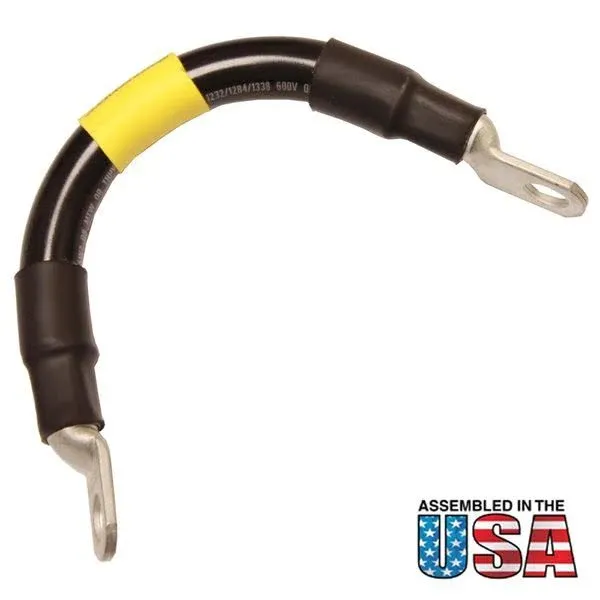 1/0 Black Battery Interconnect Cable 8" with 3/8" Lugs ASSEMBLED IN USA