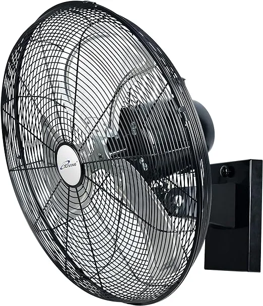 iLiving 18" Outdoor Oscillating High Velocity Wall Fan with 4150 CFM Heavy Duty Weatherproof Motor, Variable Speed Adjustment for Workshop, Garage, Patios, Commercial and industrial, 18 inch,Black