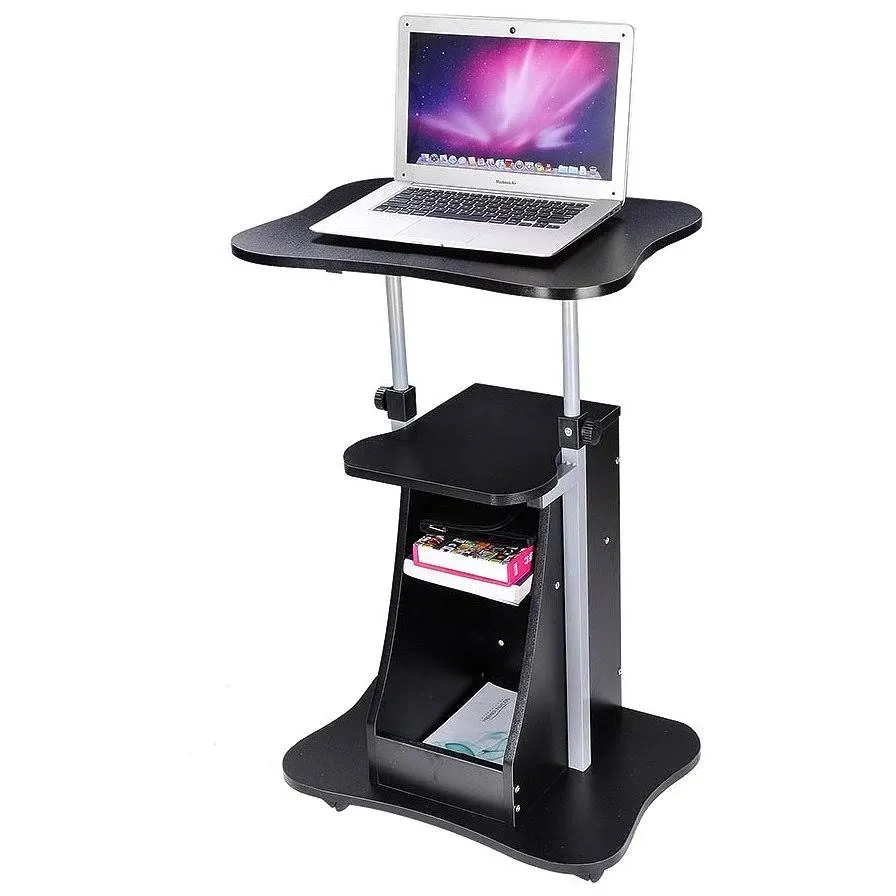 Yescom Adjustable Height Rolling Mobile Stand Laptop Desk Cart w/ Storage Office ...