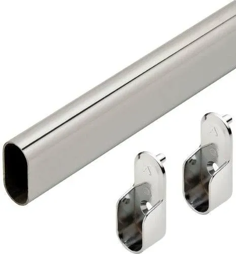 Oval Closet Rod with End Supports (Chrome - 48 inch)