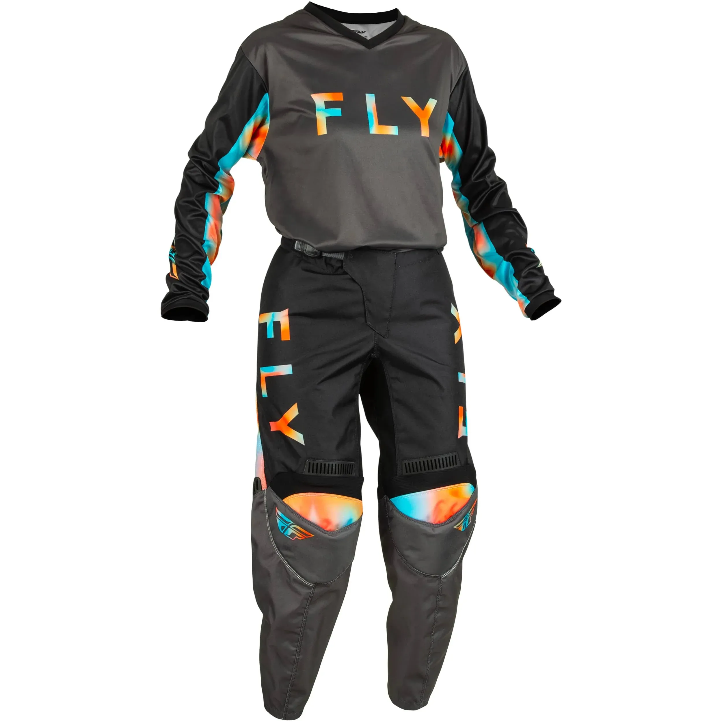 "2023 Fly Racing Women's F-16 Grey/Black/Pink Gear Combo"