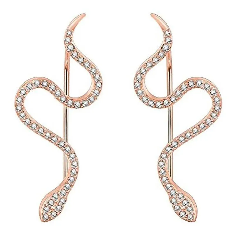 AoedeJ Snake Ear Climber Earrings Cubic Zirconia 925 Sterling Silver Ear Crawler ...