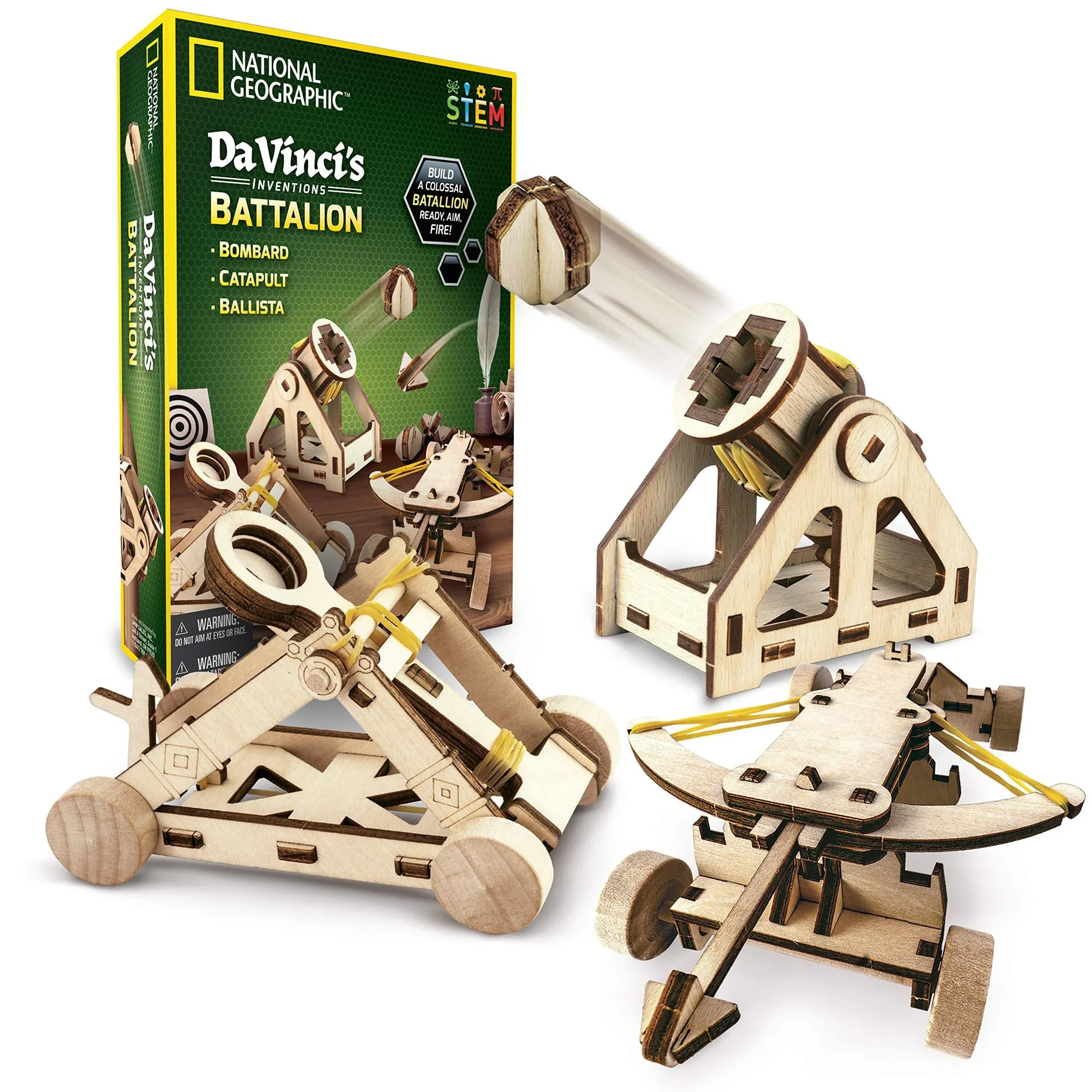 National Geographic Davinci’s Inventions Battalion STEM Laser Cut Wood Toy NEW