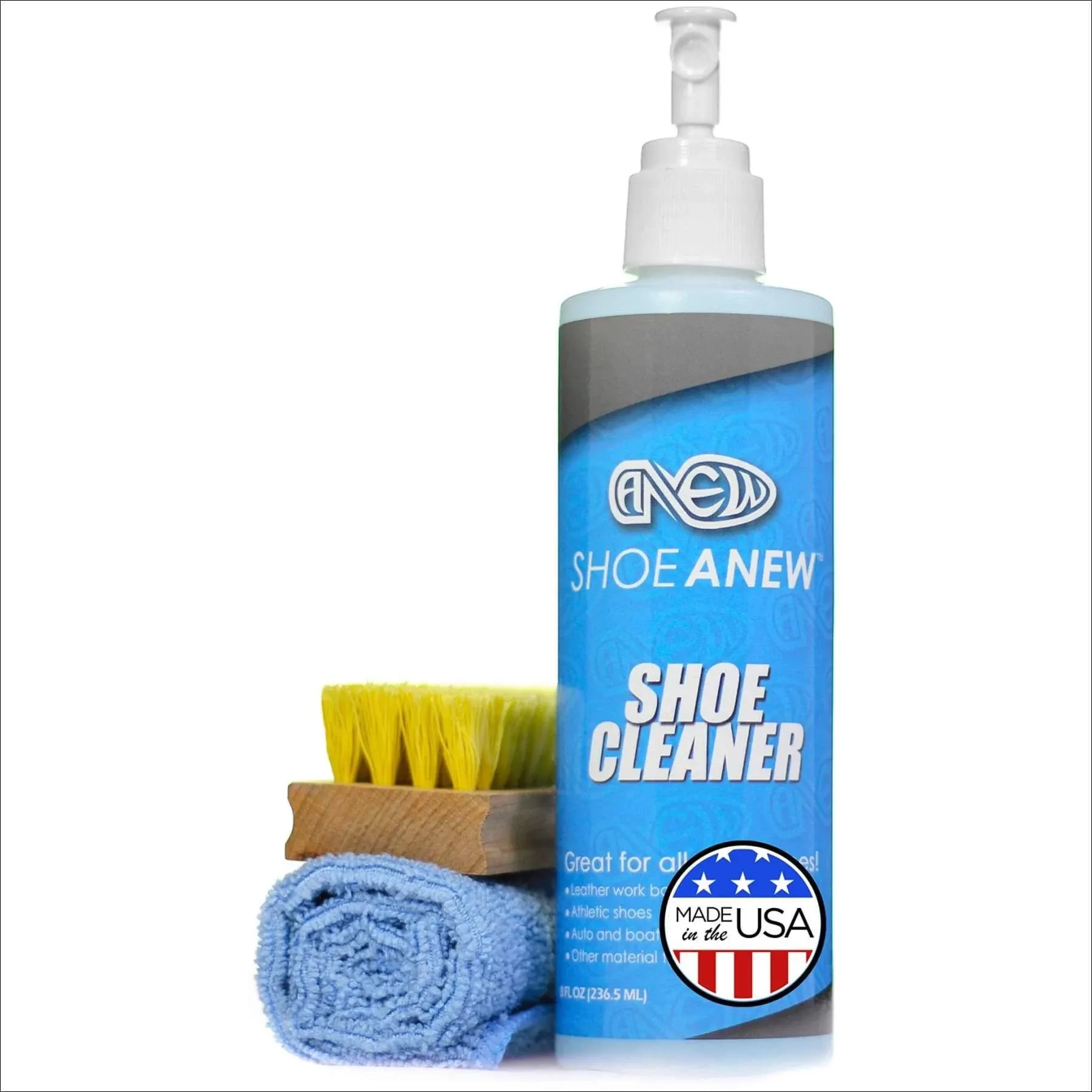 Shoe Cleaner Kit - ShoeAnew Bundle, 8 oz. Fabric Cleaner Solution, Microfiber ...