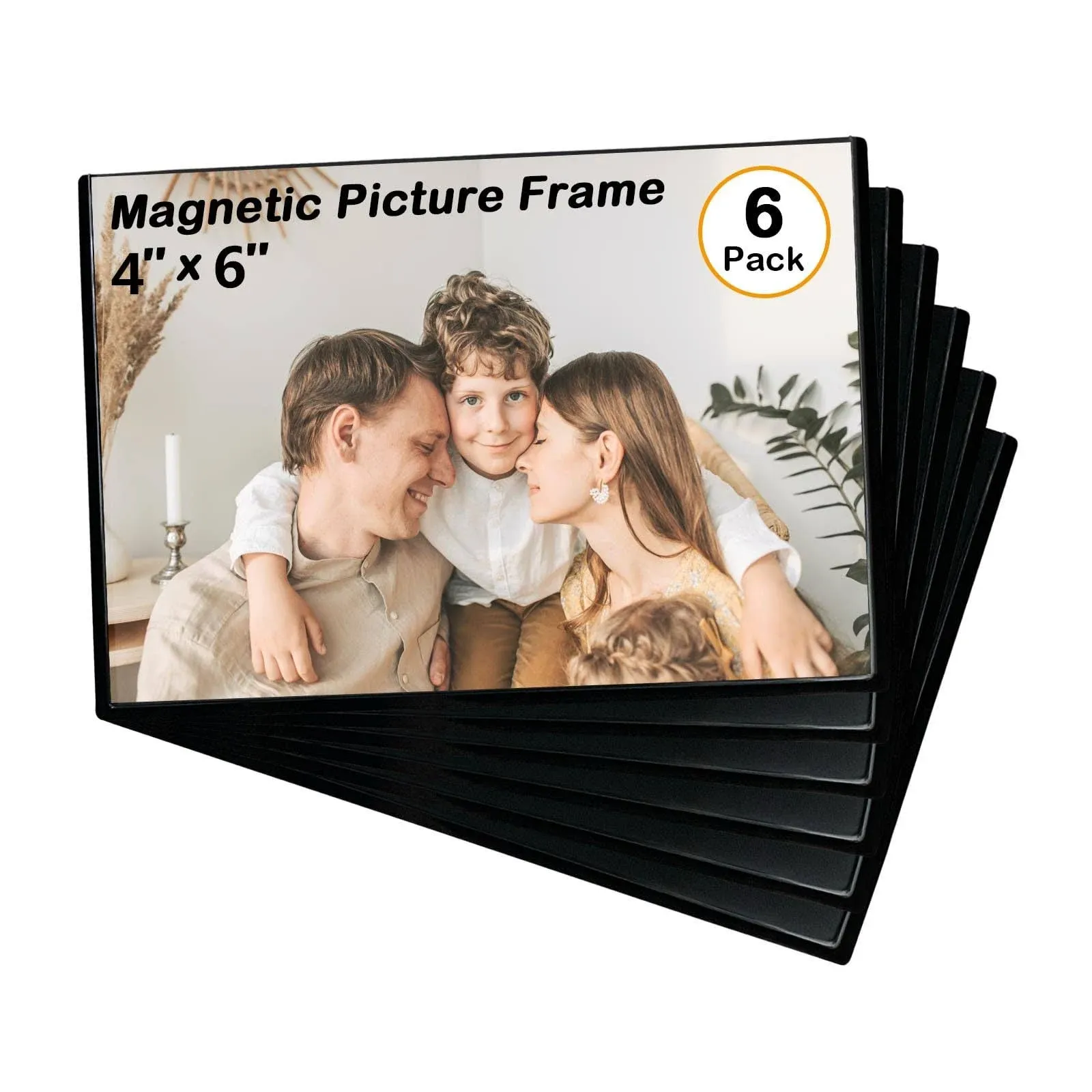  Magnetic Picture Frame, Holds 4X6 Inches Pictures, Reusable Black Magnet 