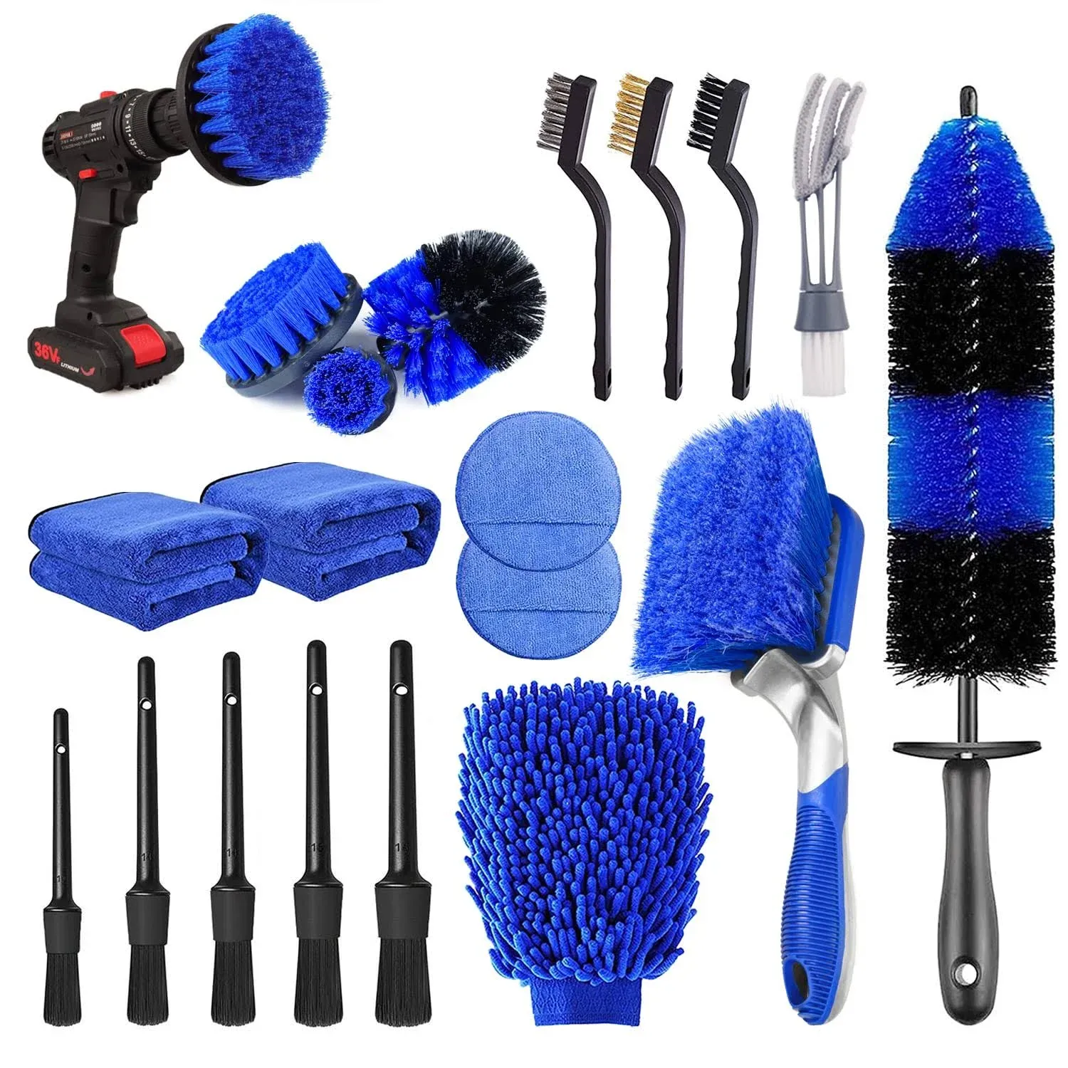 20pcs Car Wheel Tire Detailing Brush Setcar Detailing Kitcar Detailing Brushesau