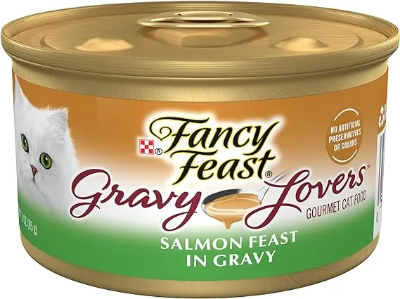 Purina Fancy Feast Gravy Lovers Wet Cat Food, Seared Salmon in Gravy, 3 oz Cans (24 Pack)