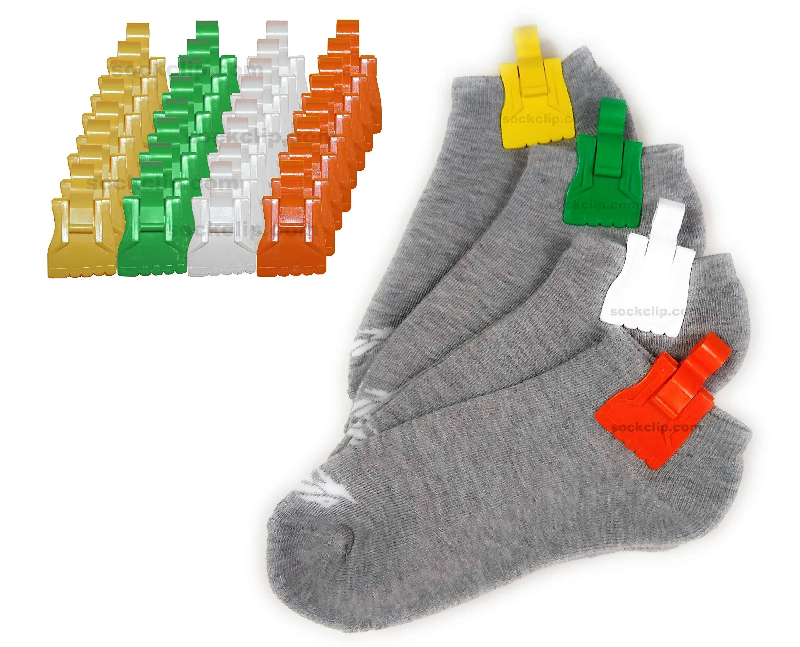 The Amazing Sock Clip Sock Holder, Spring Assorted 32 Clips, (8 Each of 4 Colors) Made in U.S.A.