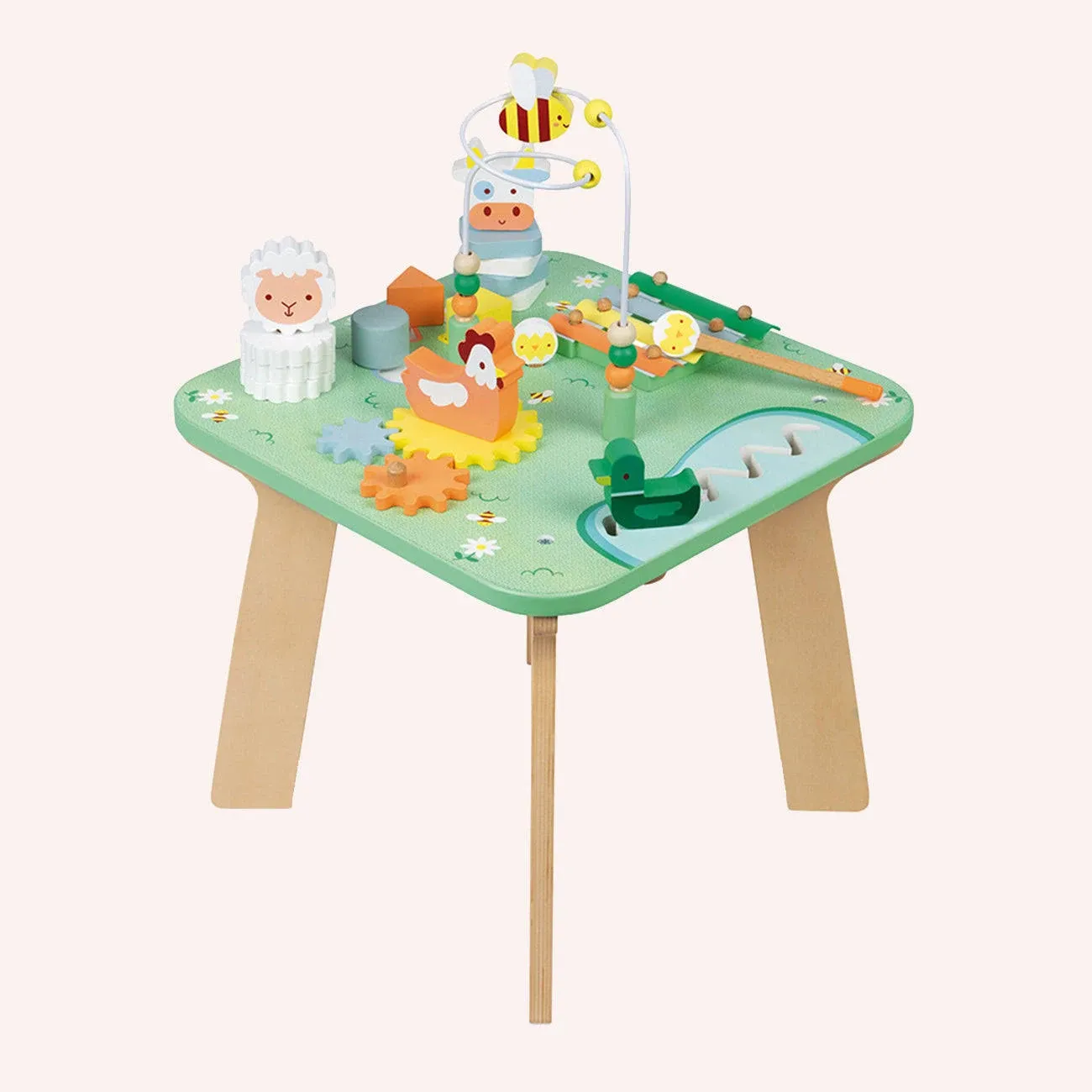 Janod Wooden Pretty Meadow Activity Table - 21.1" Tall - Ages 12 Months+ - J05327