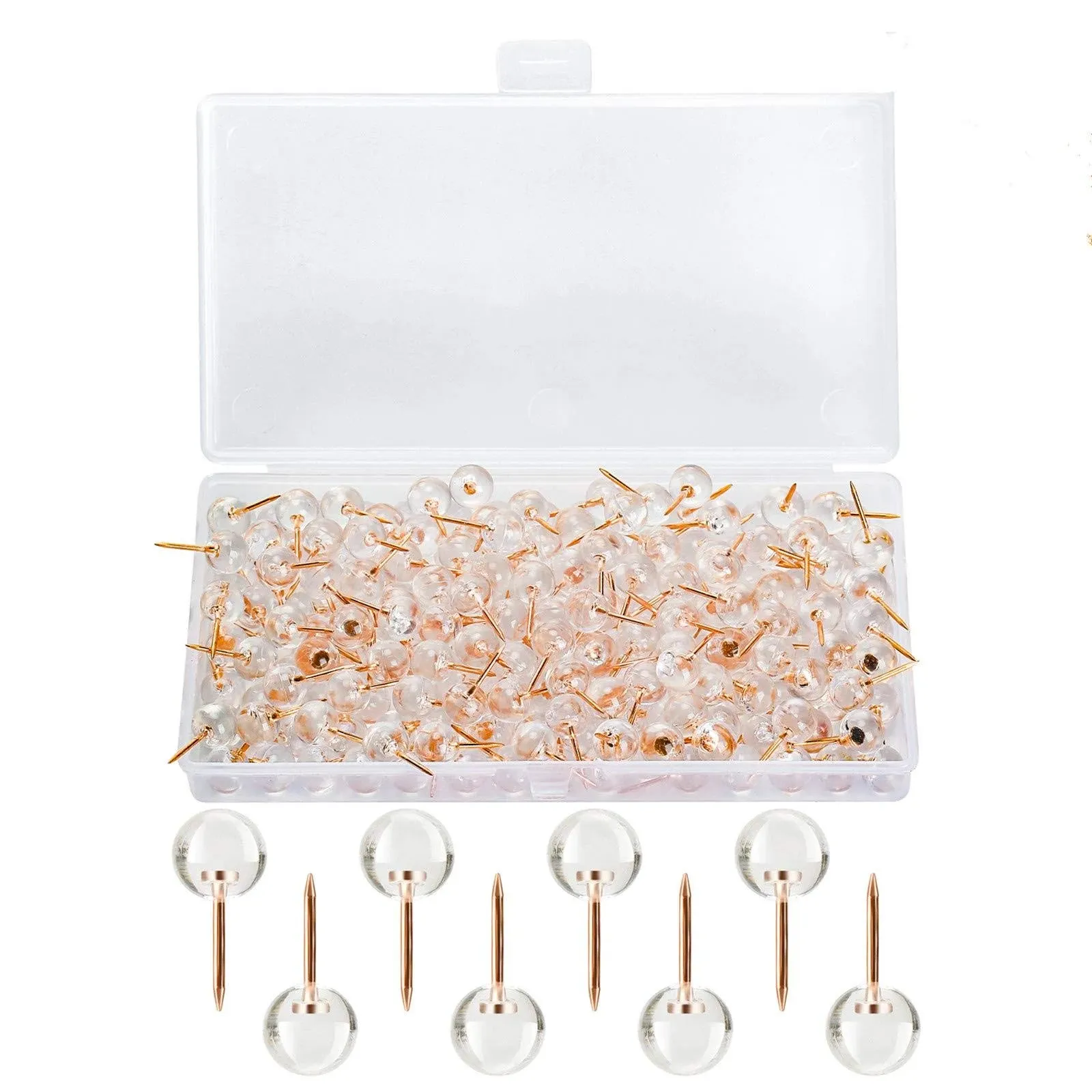 WenTao 150PCS Push Pins, Rose Gold Map Thumb Tacks, Large Size Large, 