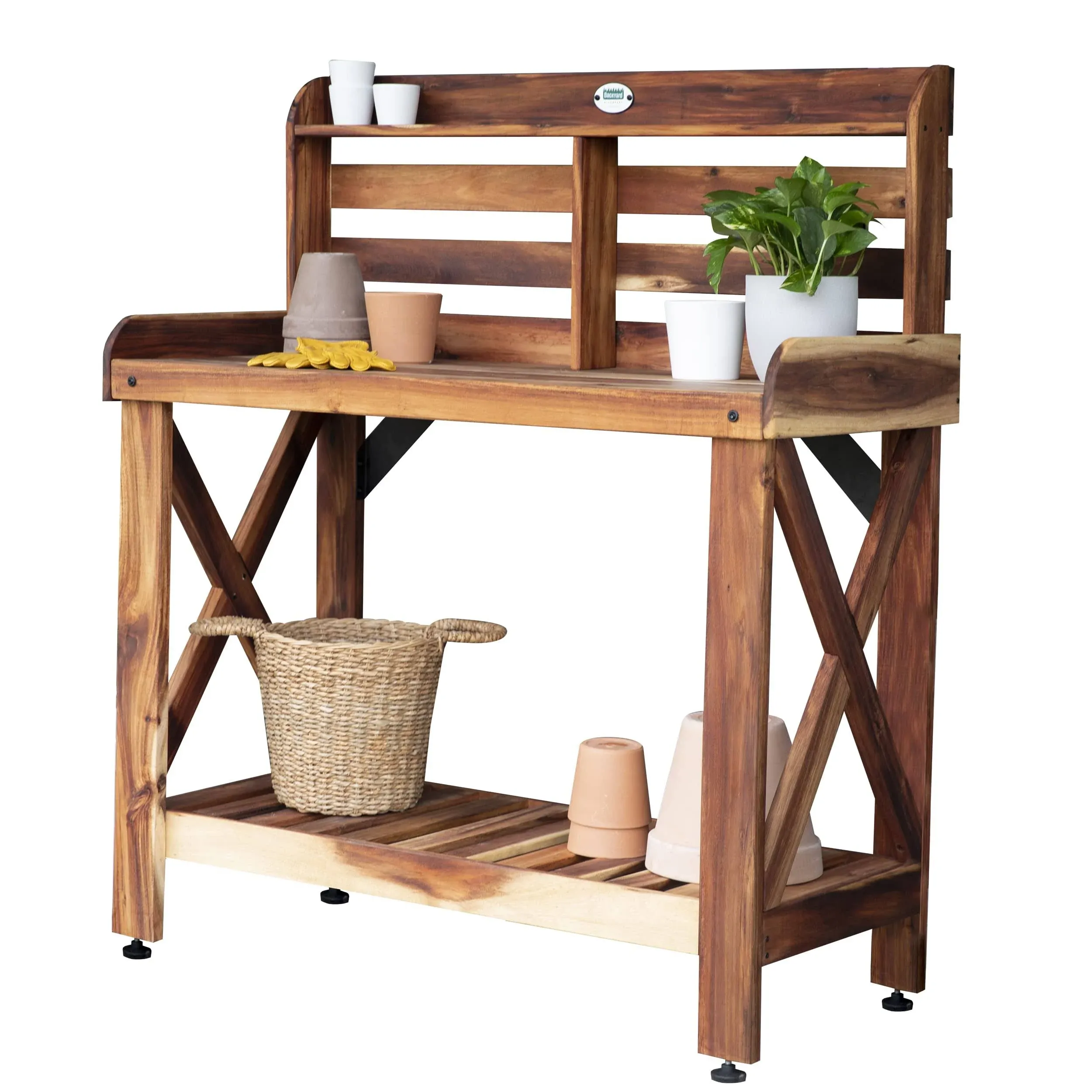 Backyard Discovery Potting Table 47-in x 53-in x 21.5-in Brown Potting Bench