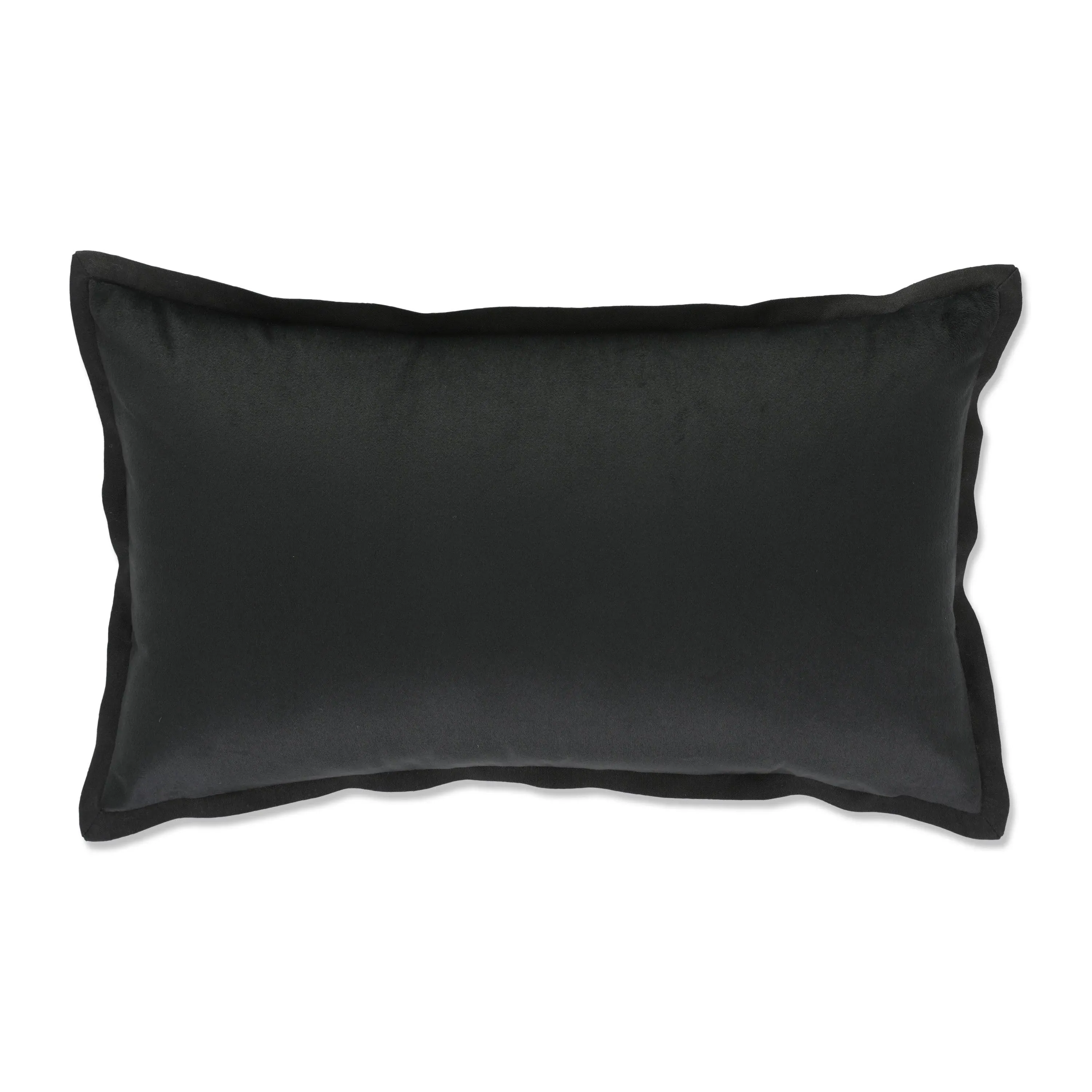 12"x20" Oversize Indoor Velvet Flange Lumbar Throw Pillow Black - Pillow Perfect