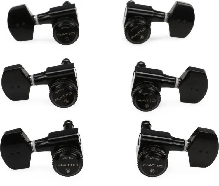 Graph Tech PRL-8311-B0 Ratio Electric Guitar Locking Tuners Black