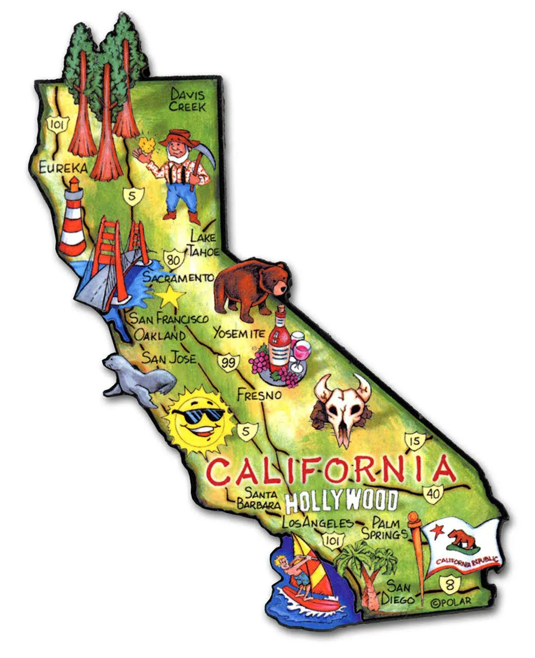 California Artwood State Magnet Collectible Souvenir By Classic Magnets