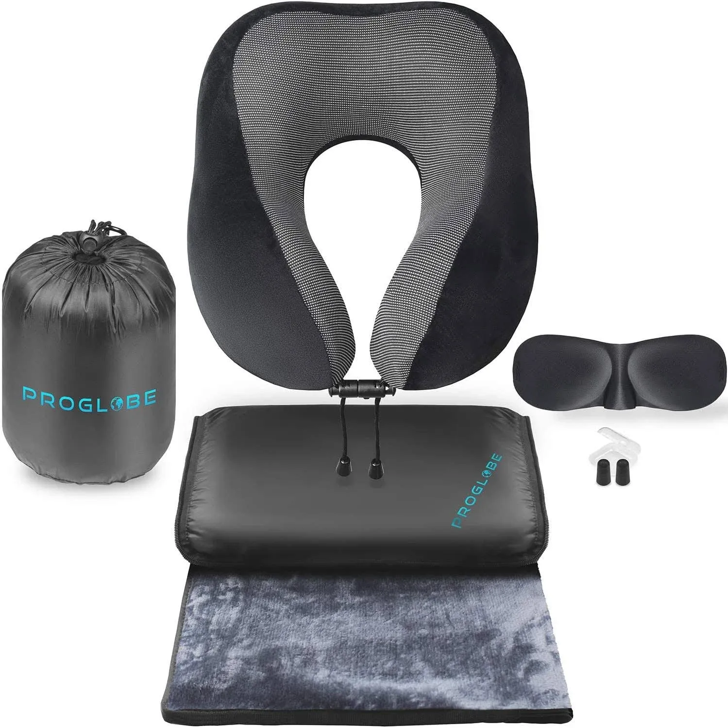 Proglobe Travel Blanket Luxury Travel Set - Ergonomic Airplane Neck Pillow 100 ...